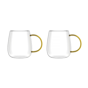 Vialli Design - Bolla zestaw dwóch szklanek z żołtym uchem 400ml