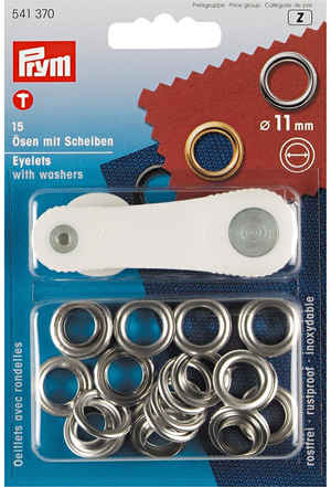Boite de 15 oeillets 11 mm avec outil de pose - Argent