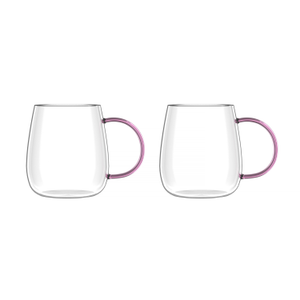 Vialli Design - Bolla zestaw dwóch szklanek z różowym uchem 400ml