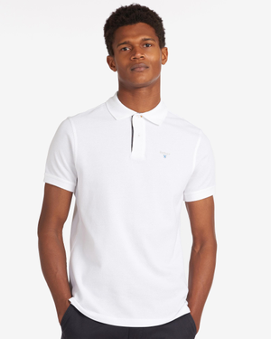 Barbour Tartan Pique Mens Polo - White/Dress
