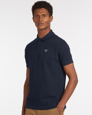 Barbour Tartan Pique Mens Polo - New Navy