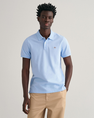 GANT Mens Regular Fit Short Sleeve Shield Logo Pique Polo NOS - 468 Capri Blue