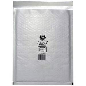Jiffy Airkraft No.5 Bubble Lined Postal Bags, 260x345mm Peel & Seal, Multi White, Pack of 10