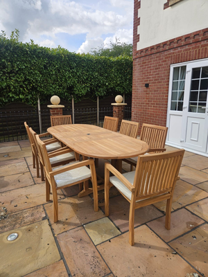 Monaco Teak Wood Outdoor Dining Set | 8 Seater | With Weatherproof Cushions
