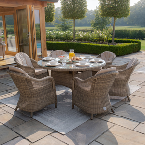 Maze - Winchester 6 Seat Round Dining Set with Heritage Dining Chairs & Woven Lazy Susan