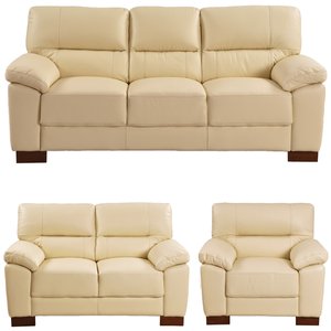 Dalmore Genuine Leather Cream 3+2+1 Seater Sofa Set