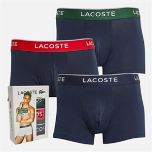 Lacoste Mens Three Pack Boxer Trunks Navy Blue/Green-Red-Navy