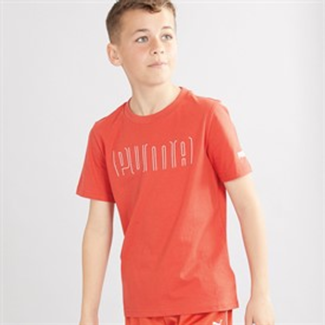 Puma Junior Boys Puma Sport Graphic T-Shirt Red Fire