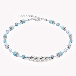 Graduated GEOCUBE Necklace Spheres Light Blue