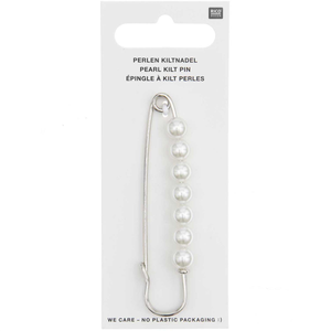 Epingle kilt 76 mm - Argent avec perles