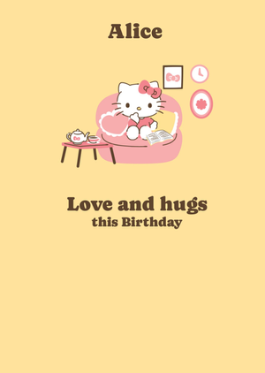 Hello Kitty Love And Hugs Birthday Card