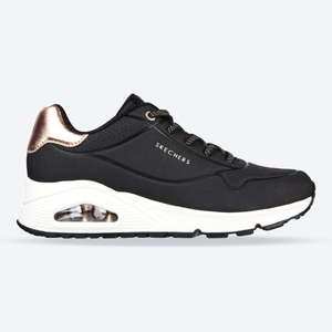Women's Wide Fit Skechers Uno 155196W Shimmer Away Trainers - Black