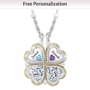 Birthstones Linked By Love Personalized Folding Necklace