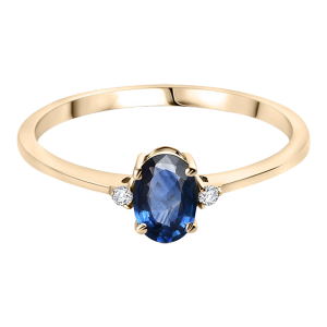 14k Gold Diamond Sapphire Dainty Ring Size 5