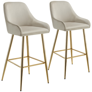 Bar Stool Avane - with backrest, upholstered, velvet look