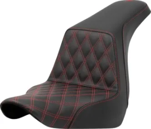 Saddlemen Step-Up Red Front Lattice Stitched Seat For Harley Davidson 2018-2025 Softail FLSB Sport Glide & FXLRS/FXLRST Low Rider S/ST Models (818-29-17204)