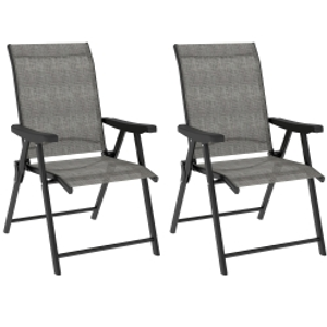 Outsunny Set of Two Folding Outdoor Chairs - Black/Grey