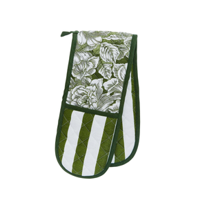 Hibiscus Double Oven Gloves, Green