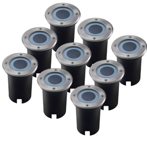 9x LED Outdoor Ground Light GU10 - IP67 Waterproof - Stainless Steel - Recessed Floor Light for Exterior / Garden / Landscape Use