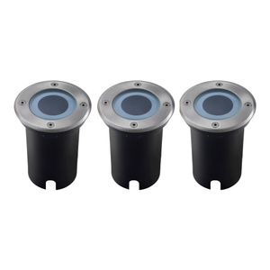 3x LED Outdoor Ground Light GU10 - IP67 Waterproof - Stainless Steel - Recessed Floor Light for Exterior / Garden / Landscape Use