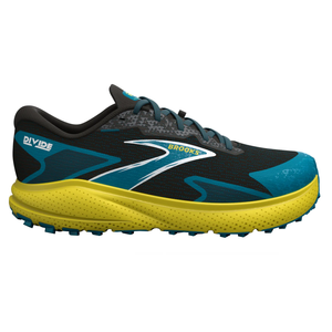 Brooks Mens Divide 5 - Black/Celestial/Quince - Trail - SS25