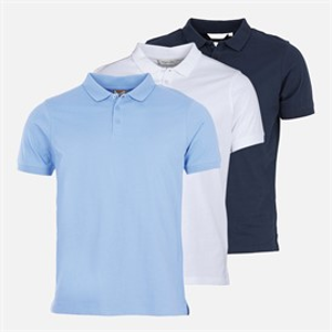 Kangaroo Poo Mens Three Pack Jersey Polo Shirts White/Navy/Corn Flower Blue