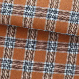 Tissu flanelle tartan écossais - Orange et gris
