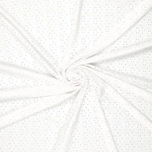 Tissu broderie anglaise extensible - Blanc
