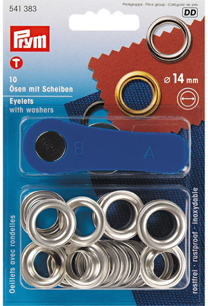 Boite 10 oeillets 14 mm avec outil de pose - Argent