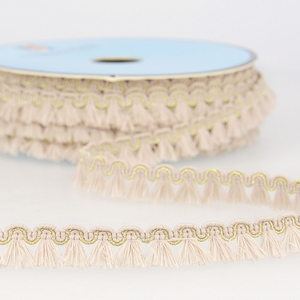 Galon franges lurex 12 mm - Beige clair