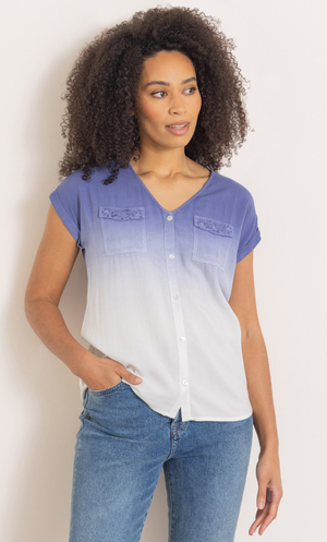 Dip Dye Embellished Top - Cobalt