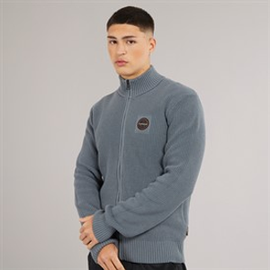 Napapijri Mens Prado Ribbed Knitted Full Zip Jumper Stormy Weat