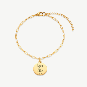 Gold Disc PaperclipHandwriting Bracelet