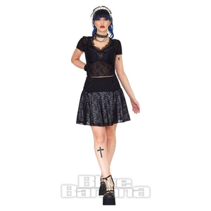 Jawbreaker Lace Up Mesh Mini Skirt (Black)