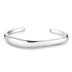 Silver Organic Curve Open Bangle
