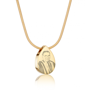 Gold Teardrop Urn Photo Necklace
