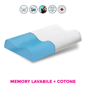 Cuscino cervicale memory air sense completamente lavabile in lavatrice. il guanciale salutare e + traspirante con tessuto  aloe