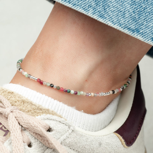 Signature Silver Gemstone Bead IMERAKI Anklet