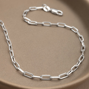 CANDY Cane Silver Paper Clip Chain Anklet