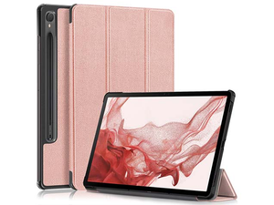 Slim Synthetic Leather Flip Case with Stand for Samsung Galaxy Tab S10 FE - Rose Gold