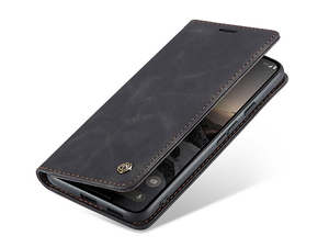 CaseMe Slim Synthetic Leather Wallet Case with Stand for Google Pixel 9a - Charcoal