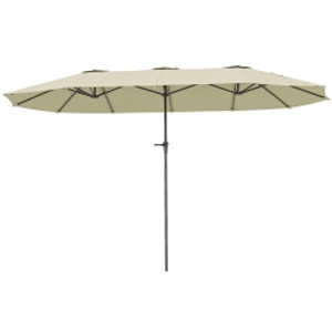 Outsunny Sombrilla Doble 4x2,2 m Sombrilla Terraza Exterior con Manivela Manual Impermeable y Protección UV30+ Crema