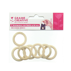 Anneaux en bois naturel pour macramé 35 mm