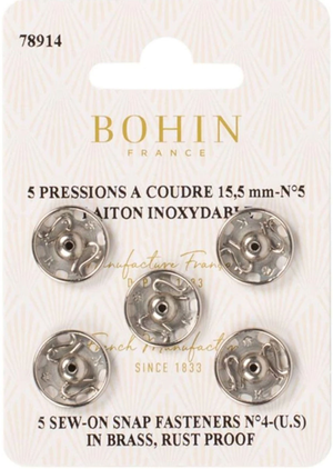 Pressions à coudre 15,5 mm Bohin - Argent