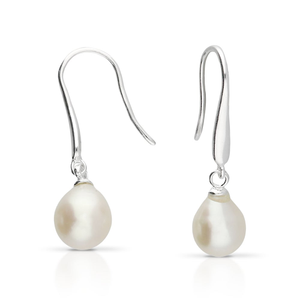 Signature Silver White Freshwater Pearl Drop Earrings
