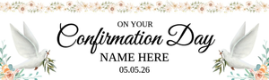 Personalised Confirmation Banner - Floral Dove - Custom Text