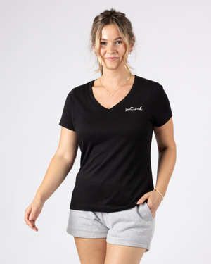 Essential Womens Short Sleeve V-Neck T-Shirt in Black