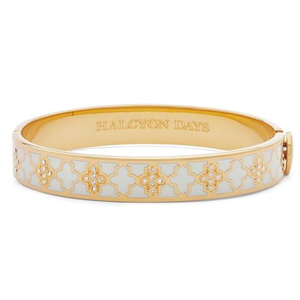 Halcyon Days - Agama Sparkle Cream & Clear 18k Gold-Plated Hinged Bangle