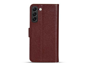 Premium Leather Wallet Case for Samsung Galaxy S25+ - Rosewood