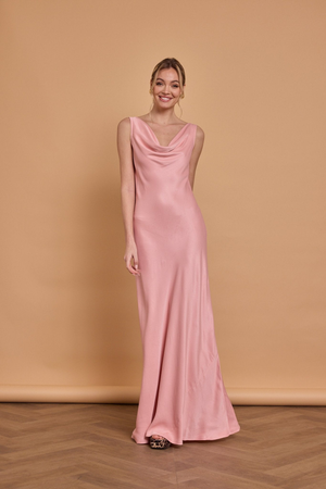 Pandy Satin Cowl Bridesmaid Dress - Rose Pink